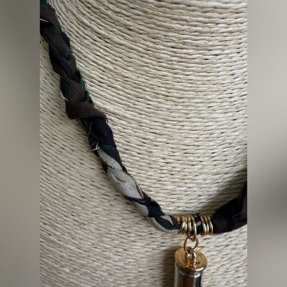 Bandana Necklace with Faux Bullet Charm Rough Edge Hunter - Picture 2 of 3